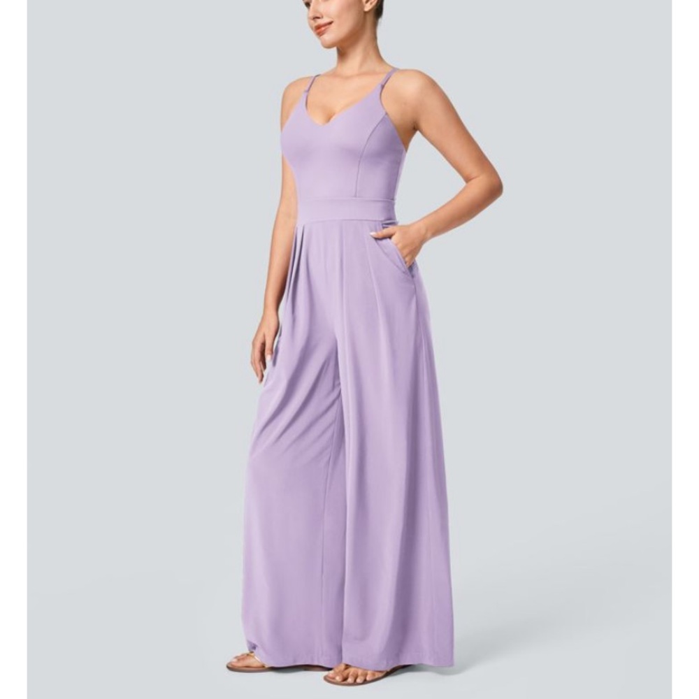 Women's Lavender Wide-Leg Jumpsuit